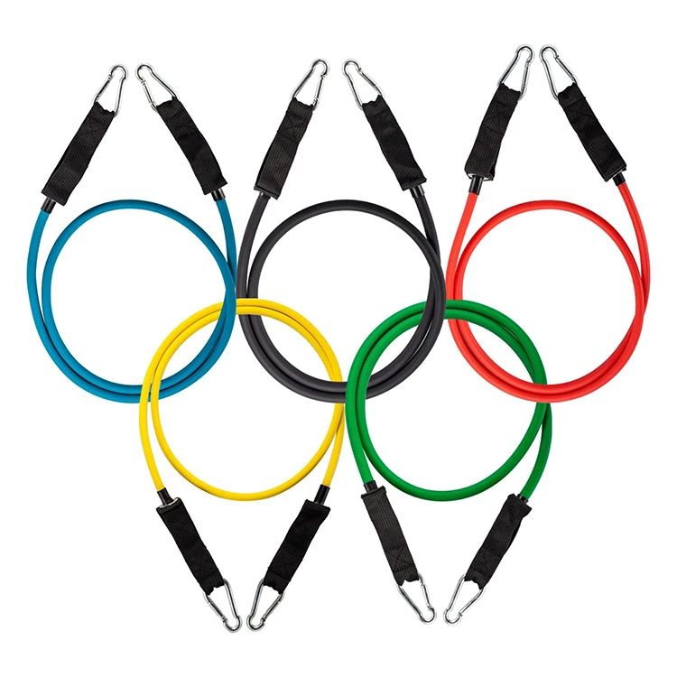 
100% Natural Latex Gymnastics Resistance Bands Set With Black Nylon Carry Bag 