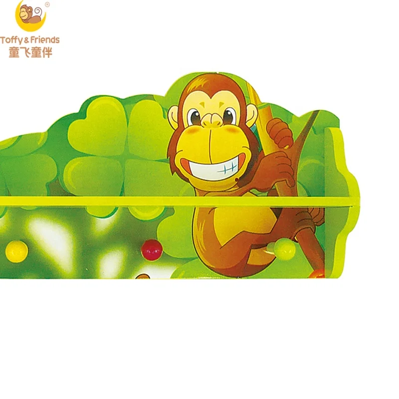 Toffy & Friends Wooden kids wall coat rack cloth hanger in animal design