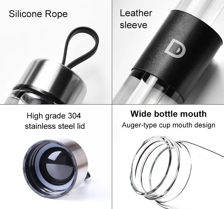 Personalized private label custom logo portable bpa free glass tea infuser water bottle with tea infuser