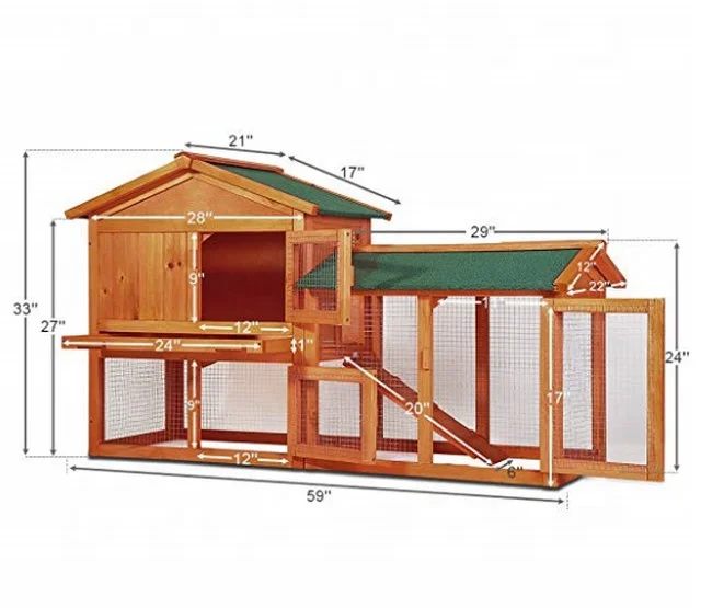 Chicken Coop Rabbit Hutch Wood House waterproof Pet Cage for Small Animals
