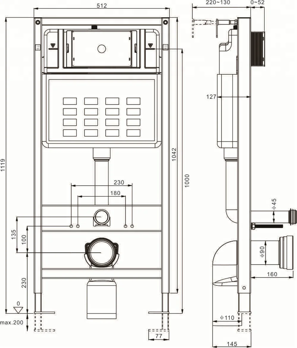 CE  concealed in wall toilet tank system for wall mounted toilet