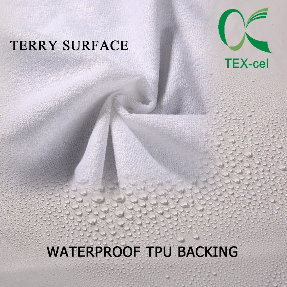 Terry Cloth Fabric Waterproof PU Laminated Fabric for Bedding