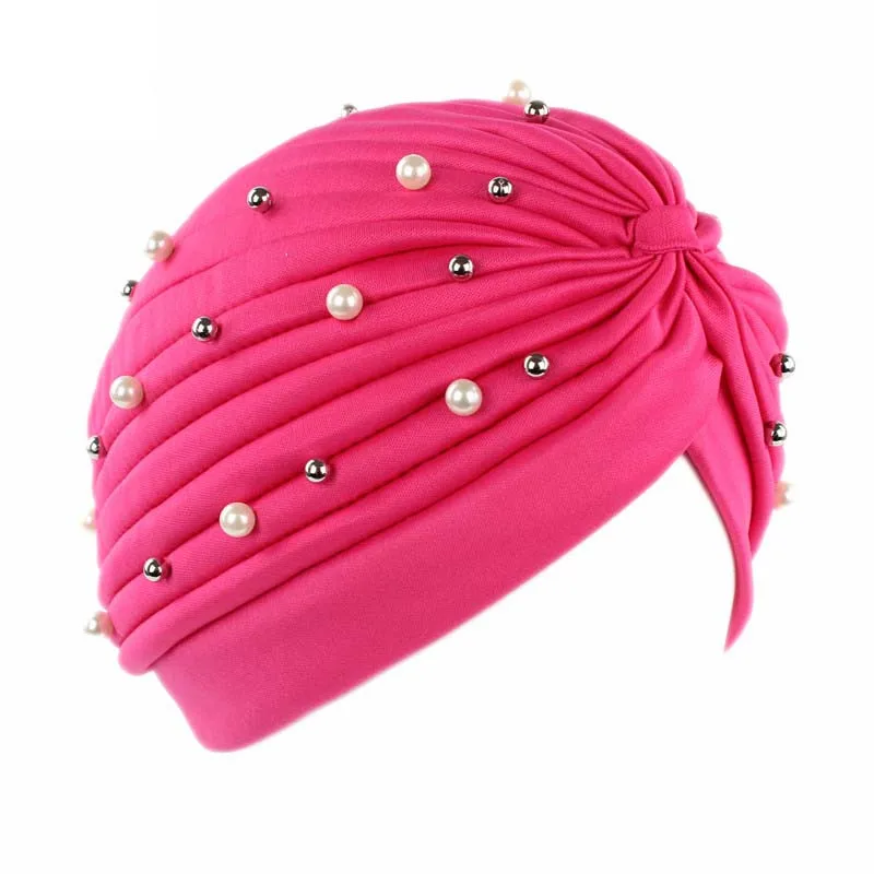 New Fashion Starry Sky Beaded Stretchable Turban Hat Head Cover Headband