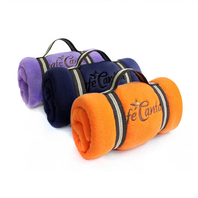 100% polyester embroidery antipilling polar fleece blanket camping travel blanket