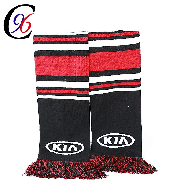 Hot selling custom jacquard soccer fan knit scarf