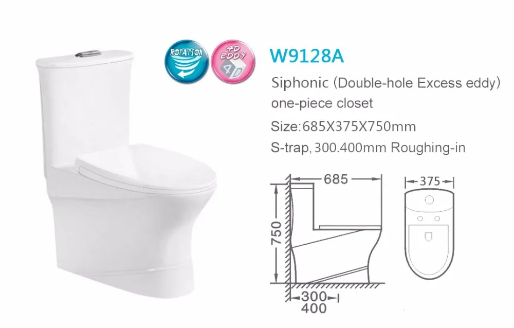 Double siphonic flush vortex flush water jet toilet