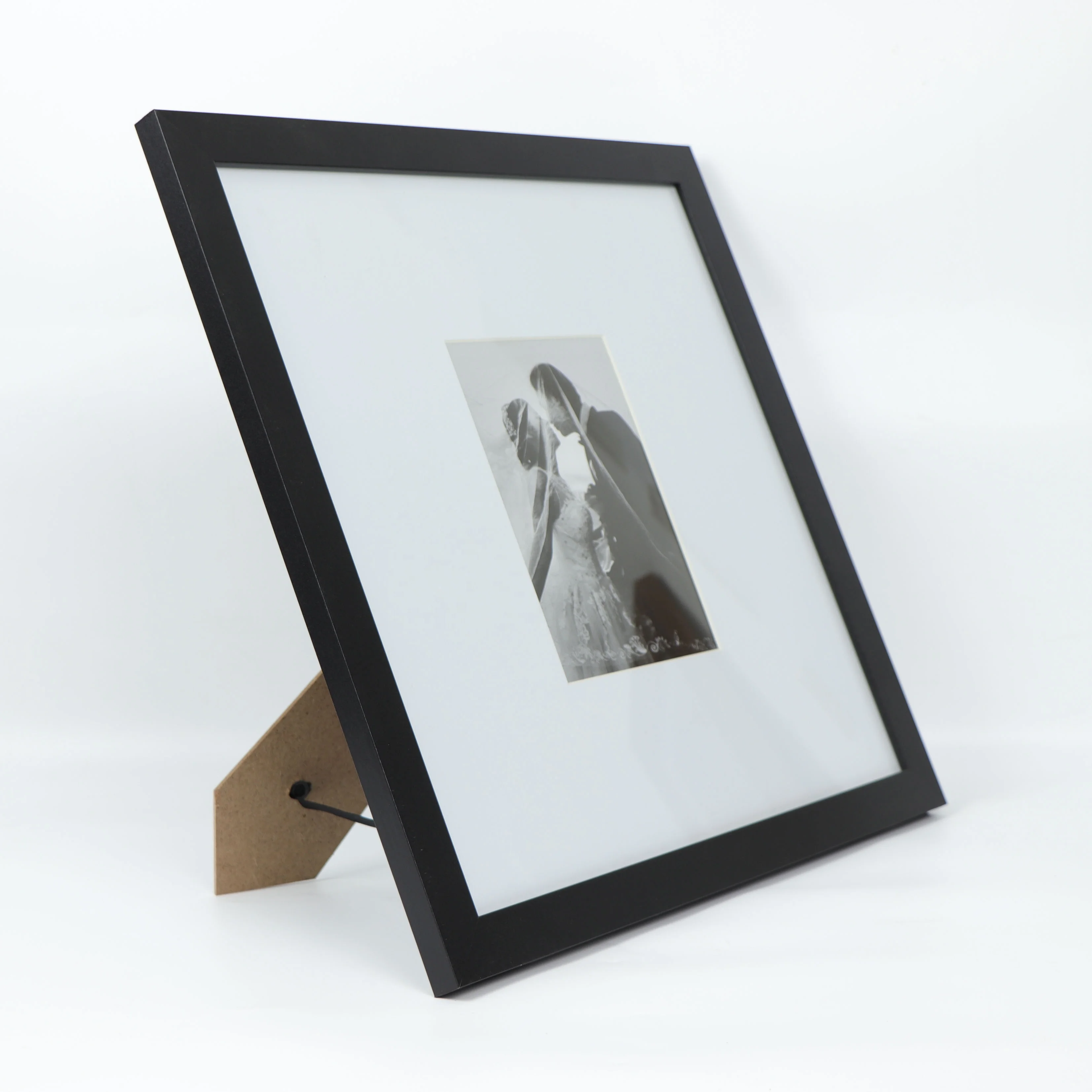 black 14x14 wedding Picture Frames, Guest signature frame, 2.2mm Glass with 1.2mm Mat to 5x7 photo..