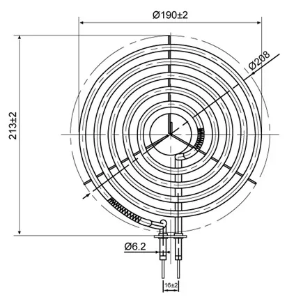Электрическая плита для варочной панели, нагревательный элемент с маленькой поверхностью 6 дюймов