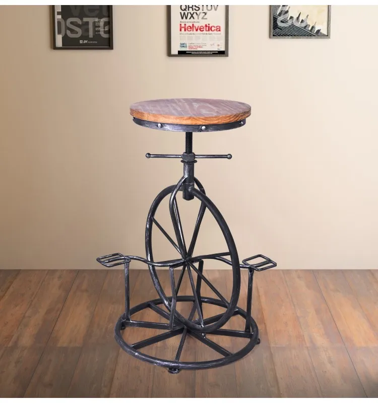 
creative industrial Bicycle Wheel Adjustable Bar Stool 