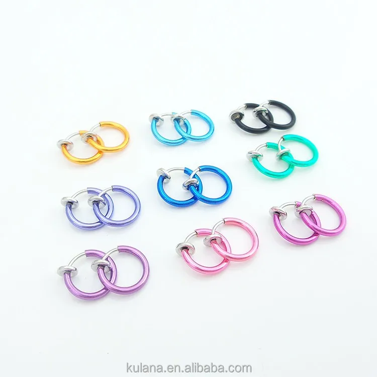 2015 Ebay source Clip On Nose Hoop Ring Ear Septum Lip Navel Eyebrow Earrings Piercing