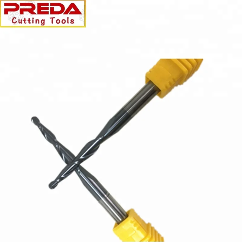 Tungsten Cutting Tools TiAlN Coating 2 Flutes Solid Carbide Taper Ball Nose End Mill for Wood