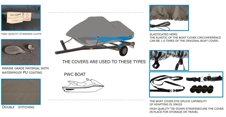 NHCX Grey Trailerable PWC jetski cover Personal Watercraft Jet Ski Cover