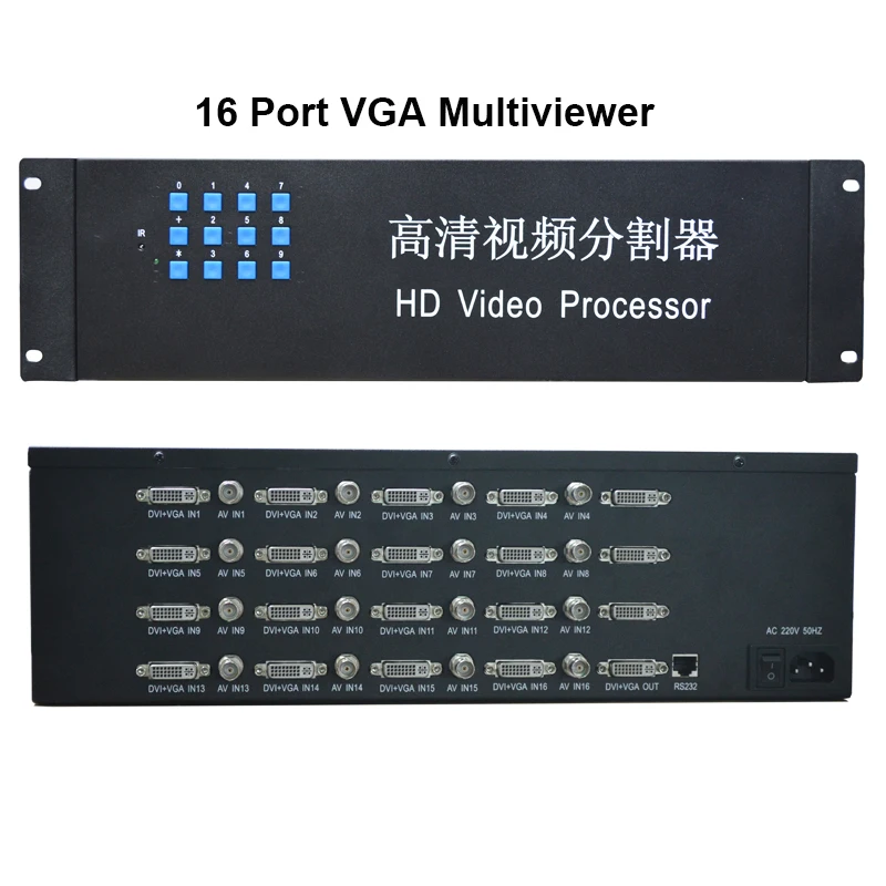 
16 Port CCTV vga multiviewer 4x1 DVI VGA Quad Screen Video Splitter 