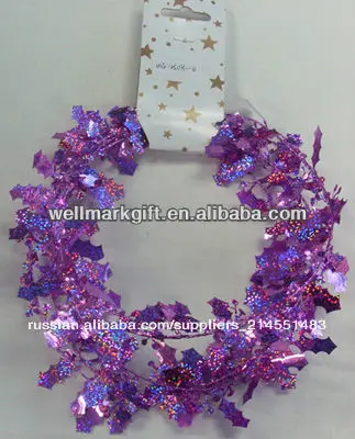 9 ноги металлический зеленый рождество мишура, звезды мишура, проводной гирлянды