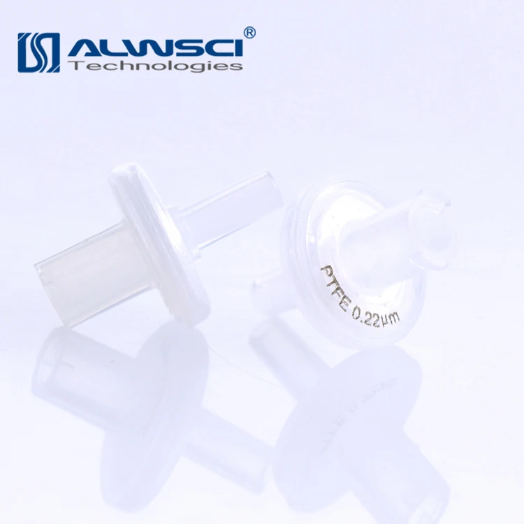 Hydrophobic PTFE welded 0.22 um pore syringe micron filter PTFE membrane