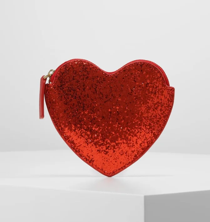 High Quality Heart Shape Genuine Leather Shiny Leather Coin Purse Wallet