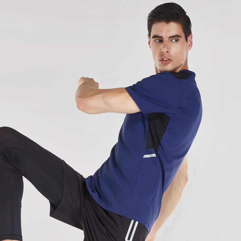 Mens Fitness Apparel Custom Sports Shirt 86% Polyester 14% Spandex Quick Dry Workout Clothing Sportswear Men Fitness & Yoga Wear