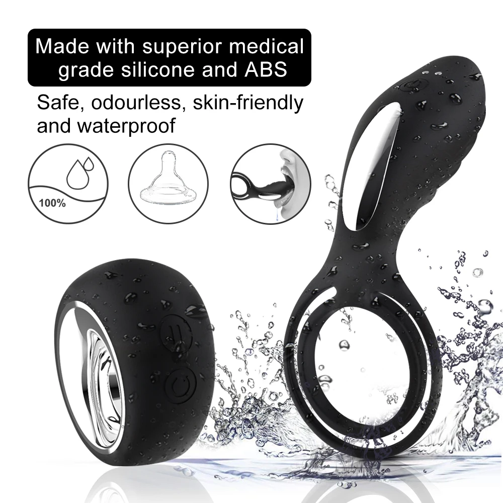 Ergonometric Body 12 Vibration Remote Control Vibrator Cock Ring Penis Clitoris Stimulator Dual sex Ring