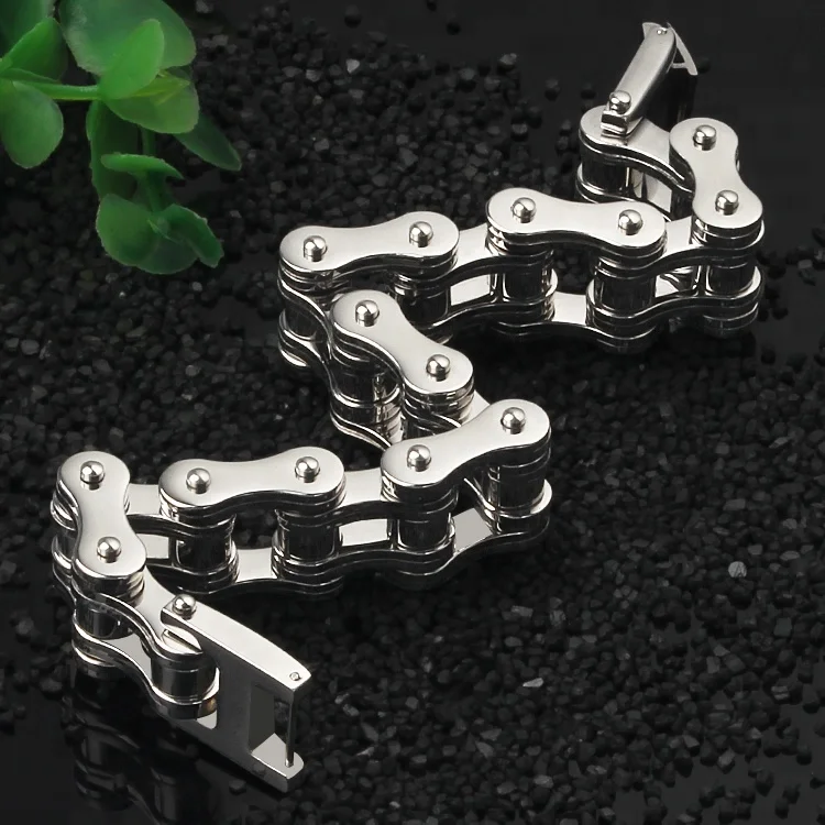 Titanium 316l stainless steel Cool silver motorcycle bike chain bracelet for men