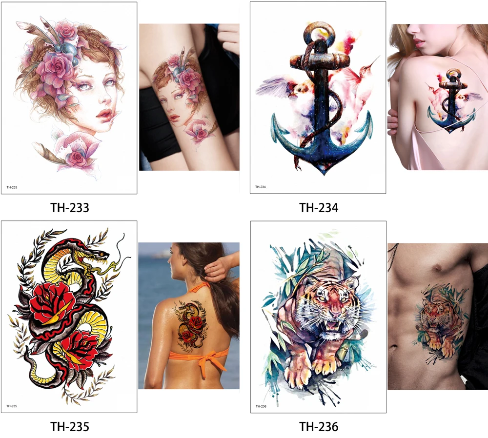
Male Body Art Water Transfer DIY Temporary Tattoo Sticker TH201 - TH240 