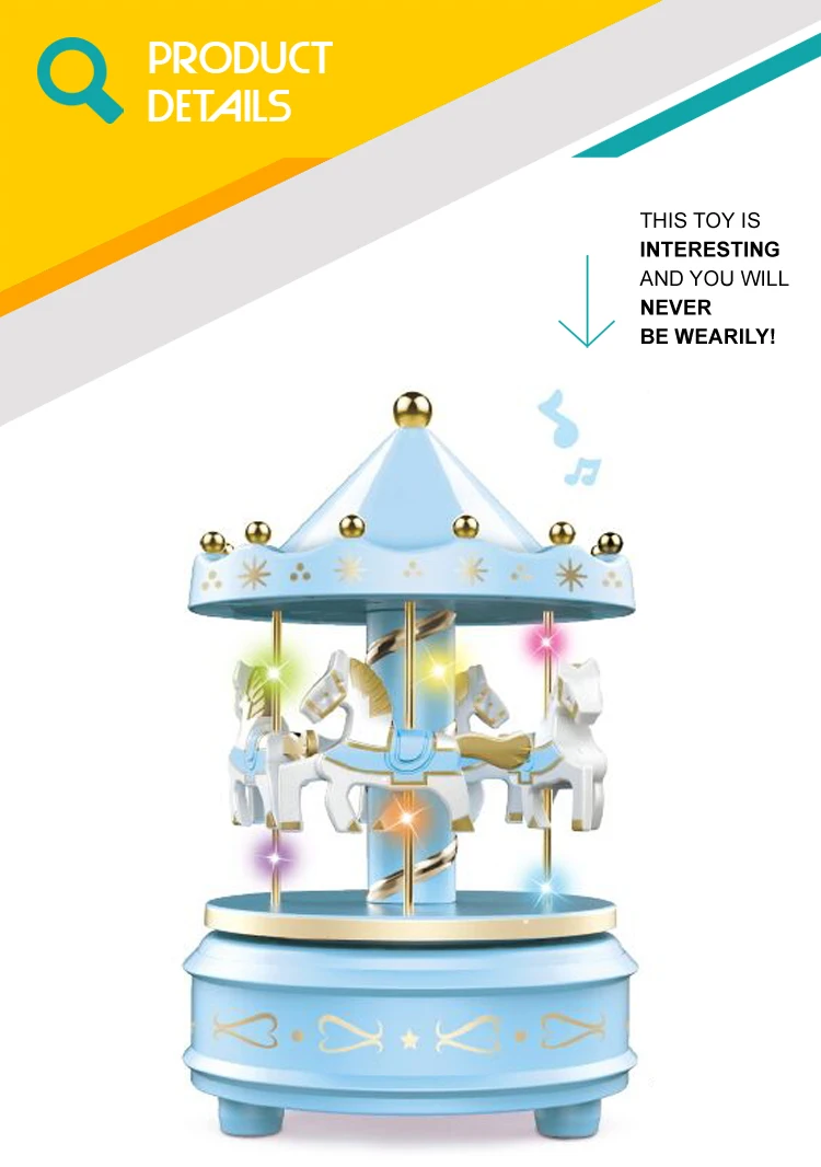 Rotating small horse carousel music gift box for girlfriend