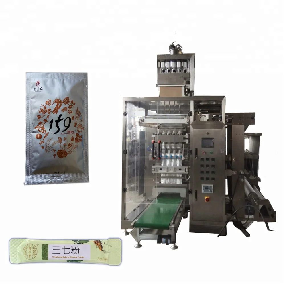 Multi-lines Instant Coffee Powder Sachet Packaging Machine 4 Sides Sealing Stick Bag Multi-lanes Packing Machine 60-105mm 900mm