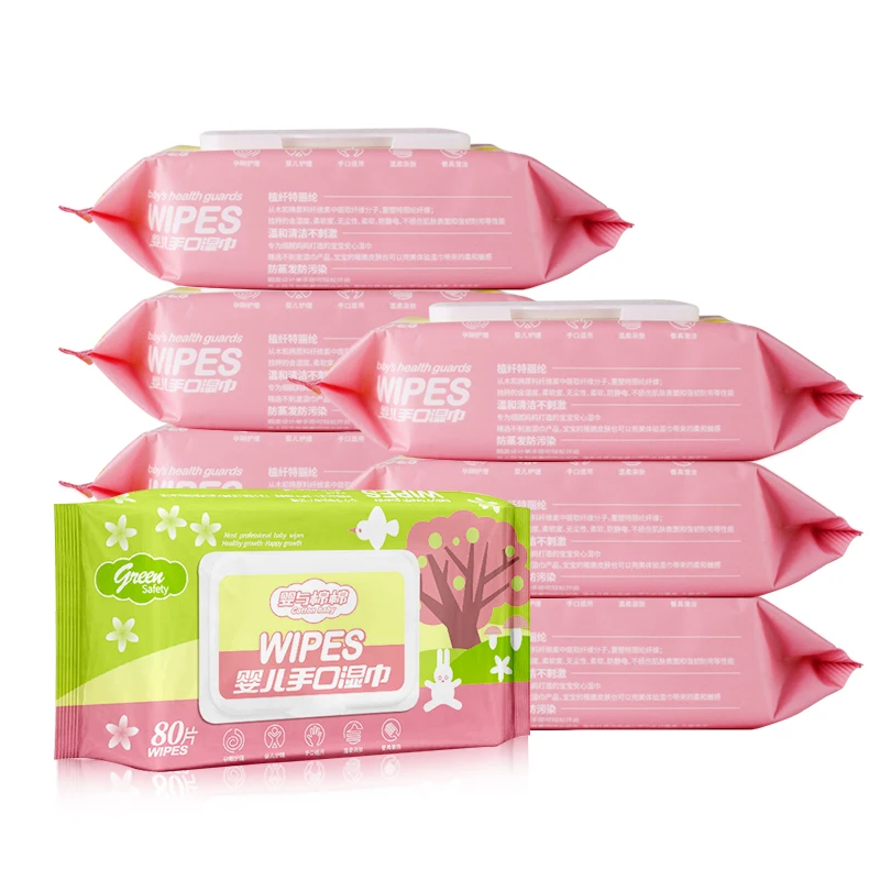 Haijie factory directly sell unscented safe 80pcs disposable cleaning wet baby wipes