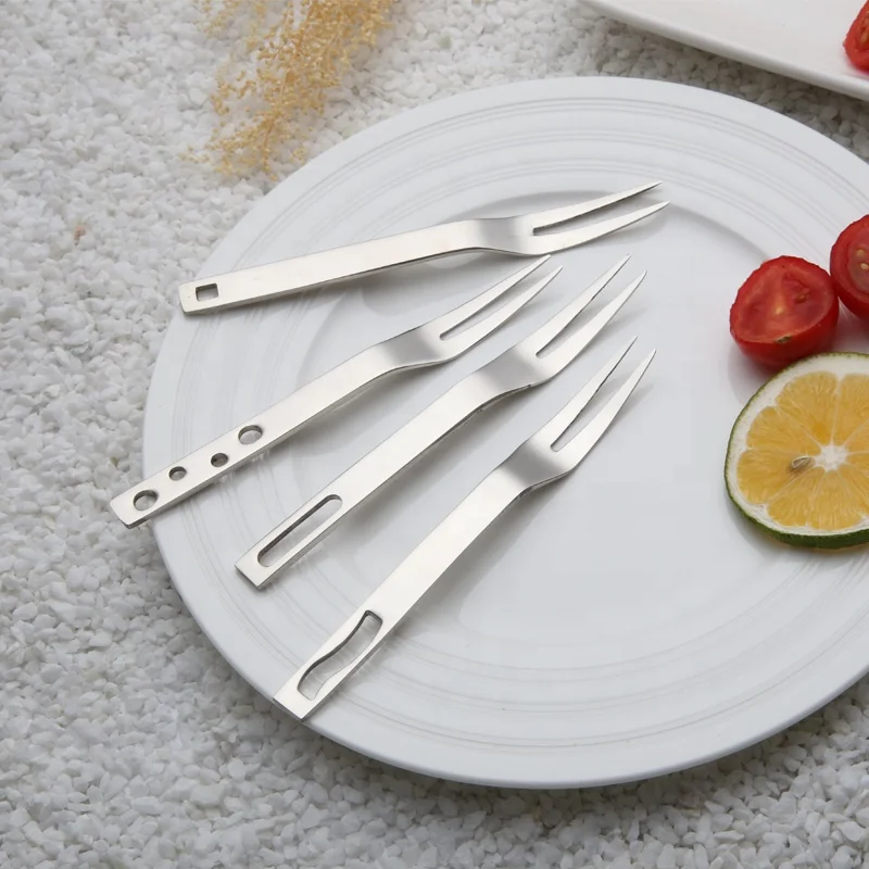 Cute mini hanging stainless steel cutlery set cafe spoon cake fruit fork with holes