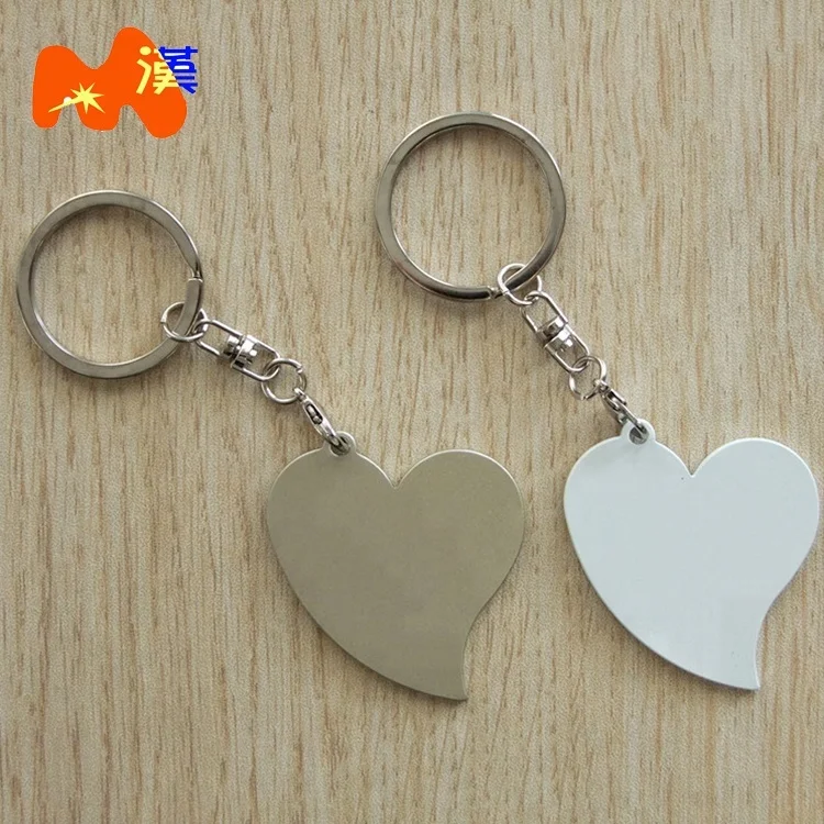 Manufacturer wholesale zinc alloy metal key chain custom printed picture logo sublimation heart shaped keychain