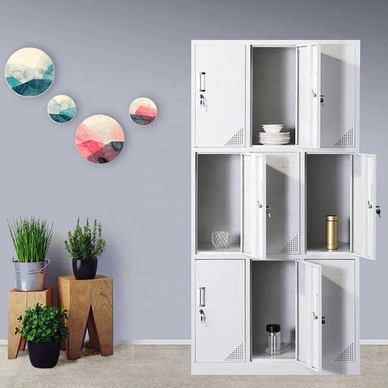 Steel 9 Cube Interlocking Modular Storage Organizer Shelving System Closet Wardrobe with Doors for Home Clothes Shoes