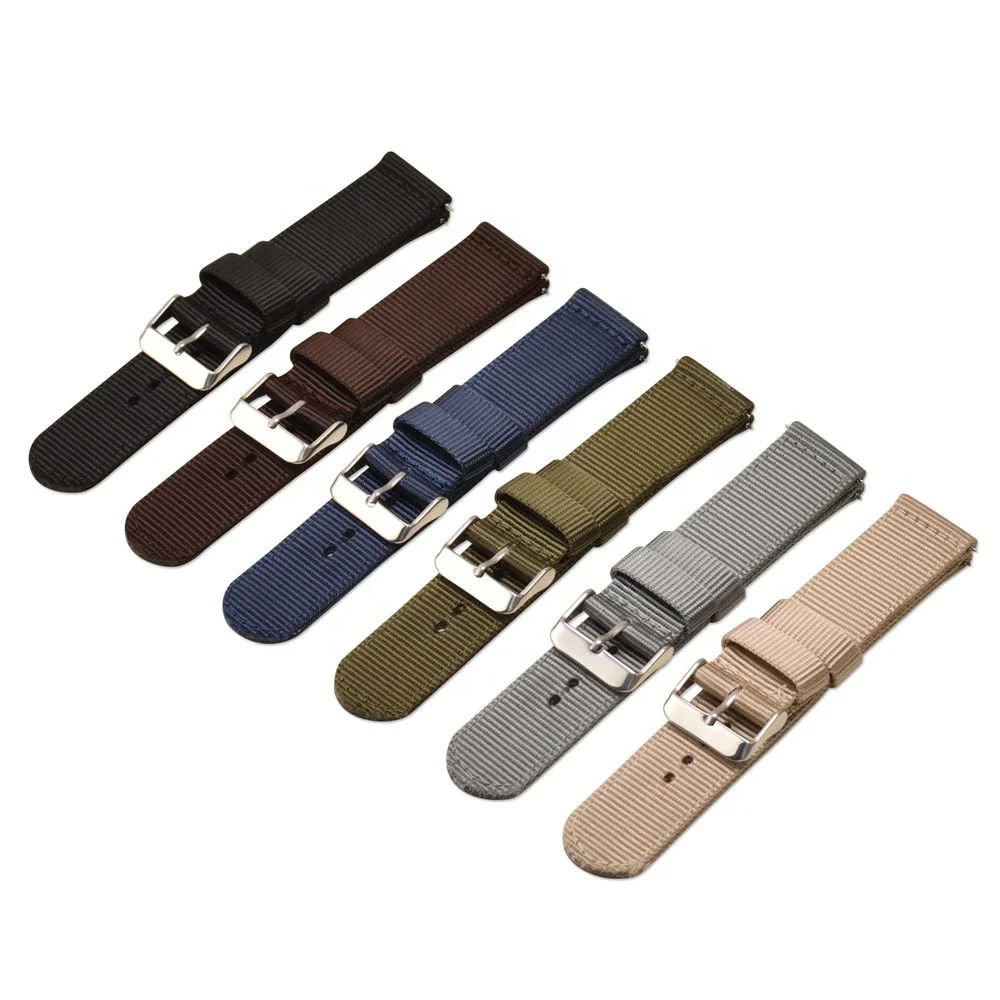2 Pieces Nylon Watch Strap 18mm 20mm 22mm 24mm Wholesale Watch Parts Solid Color Quick Release Watch Band