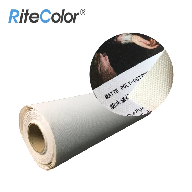 320gsm Pigmented Digital Printing Poly Cotton Canvas Roll for Canon iPF8000S / IPF8400S, Matte Printing Canvas