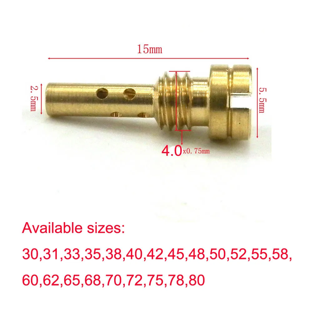 
Motorcycle Carburetor Slow Pilot Jet 4.0mm X 0.75mm Available Size 30-80 for Keihin CV CVK FCR CARB N424-25 Injector Nozzle 