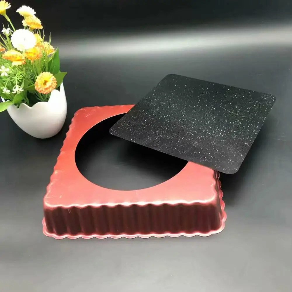 Non-Stick Carbon Steel tart Pans with Removable Bottom Square Pie Quiche Pan