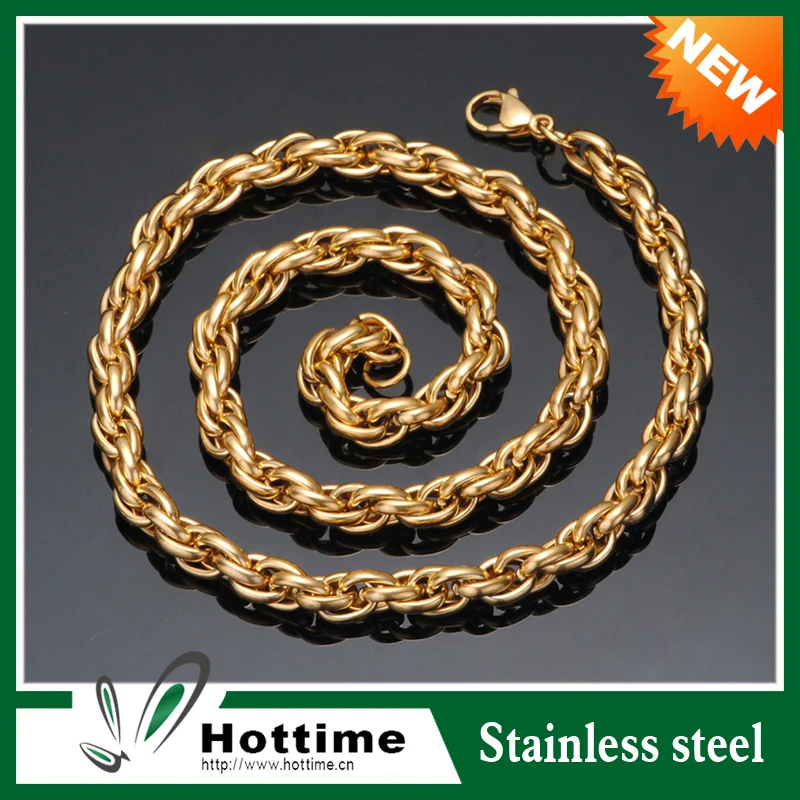 Hottime Wholesale 24K Gold Plating Stainless Steel Chunky Fashion Jewelry colorful necklace
