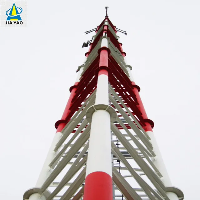 наружная окрашенная 3-х нотная радиостанция gsm Решетчатая стальная трубчатая телекоммуникационная башня