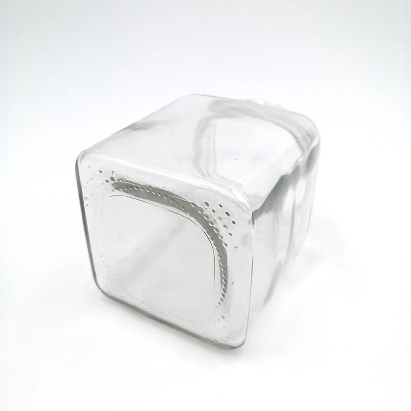 Wholesale empty square glass jars with metal lid