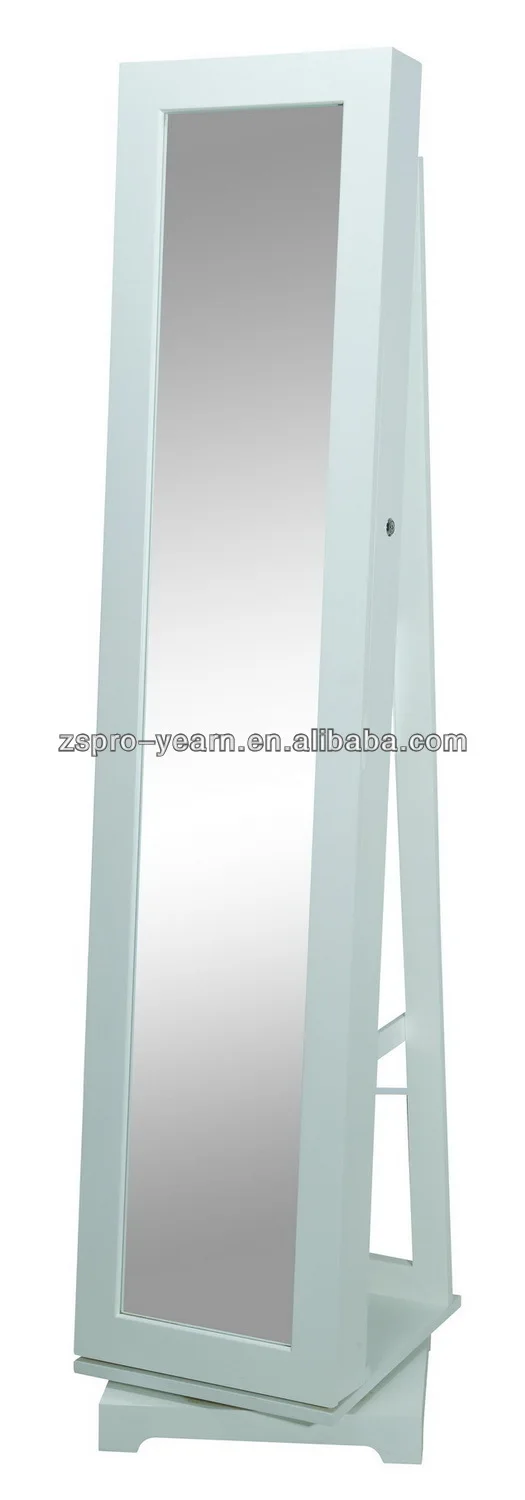 
Full-length Rotating Wooden Mirrored Jewelry Cabinet Chinese Furniture with Rotatable Turn Plate Base for Dressing and Cosmetic 
