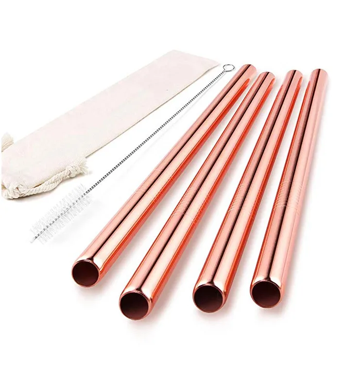Stainless steel Straw long drinking Eco-friendly metal Straws rose gold black gold Red rainbow color straw