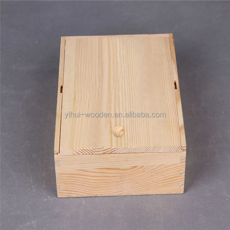 wholesale unfinished custom wooden tea box with sliding lid