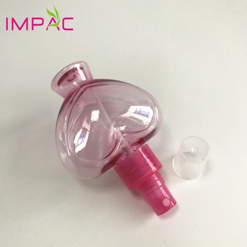 Unique hot pink heart shape PET plastic 120ml spray bottle for perfume