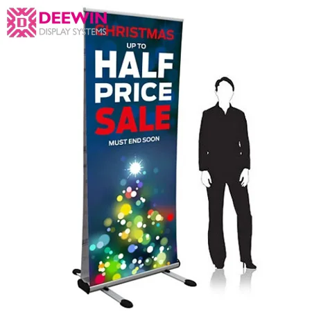 Outdoor double sided aluminum retractable roll up display banner standee