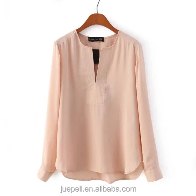 
OEM casual long sleeve plus size chiffon mandarin collar blouse/top for business women and office ladies 