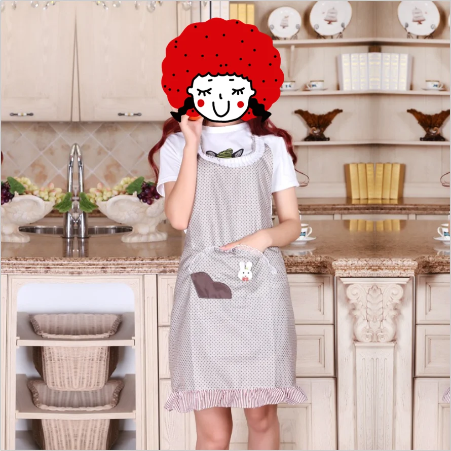 Pink blue Korean sweet style sexy lace cooking apron maid waitress work waist cross back apron for girl lady women overclothes