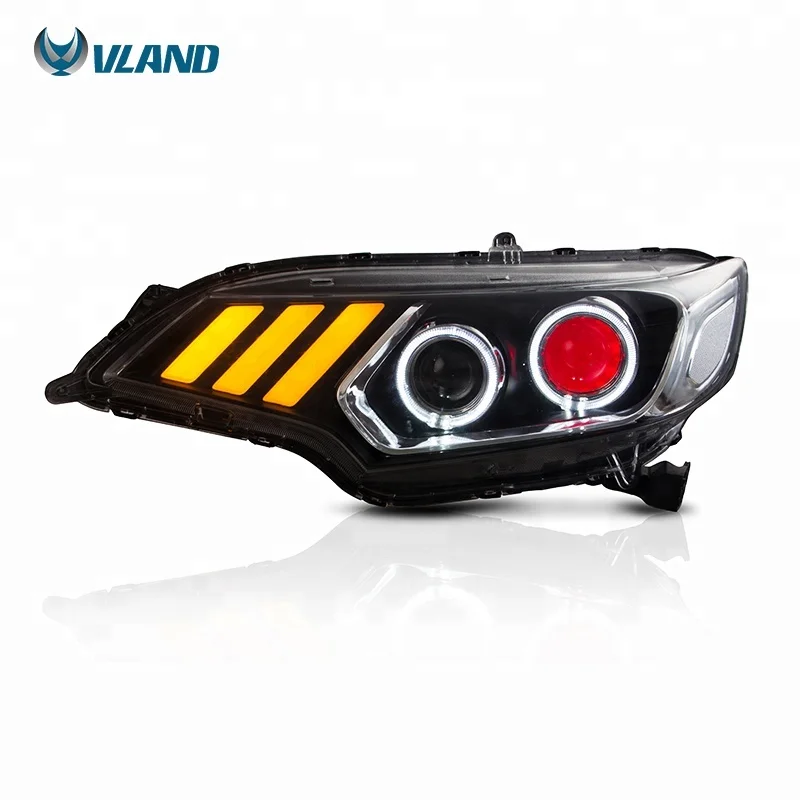 VLAND Manufacturing and Wholesale sequential headlamp 2014-up mustang look headlight For Honda jazz  fit