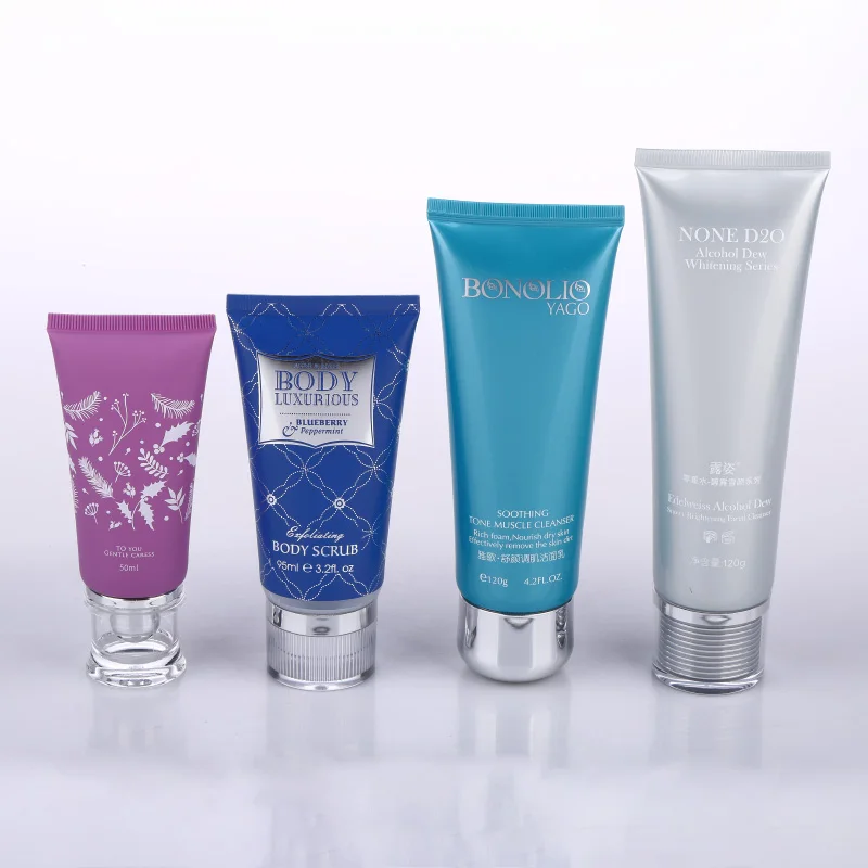 Plastic Cosmetic Tubes Packing With Flip Top cap, cosmetic plastic tube wit snap-on flip top caps