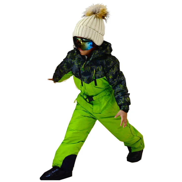 Новинка 2020, стильный водонепроницаемый детский слитный лыжный комбинезон, Комбинезоны для снега
