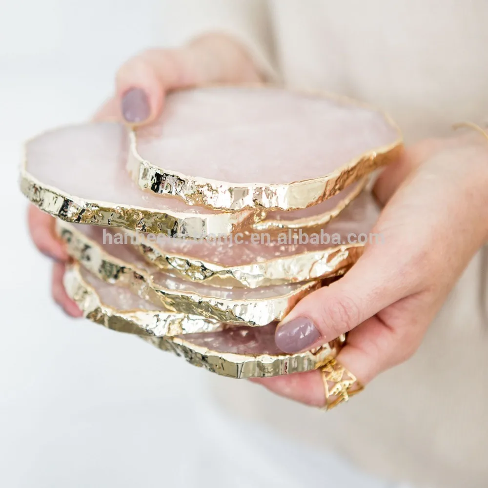 Chinese factory wholesale agate slices white gold thin