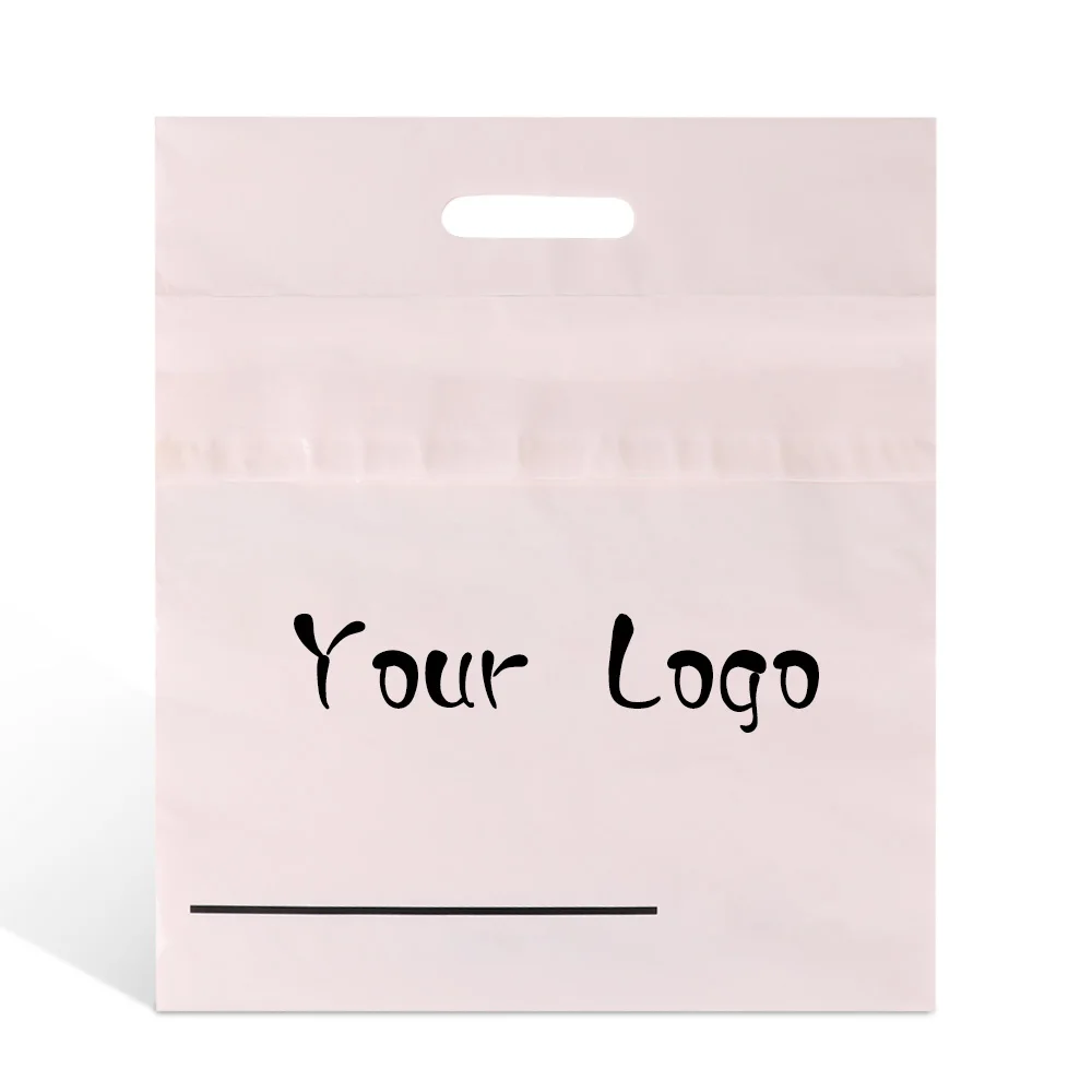 custom logo fashion pink poly mailers courier envelope mailing shipping plastic package bags with handle