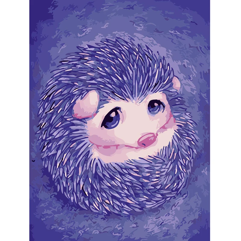 3d картина маслом на холсте фиолетовый Ежик Краска по количеству комплектов картина, написанная масляными красками на холсте, печать на холсте для гостиной